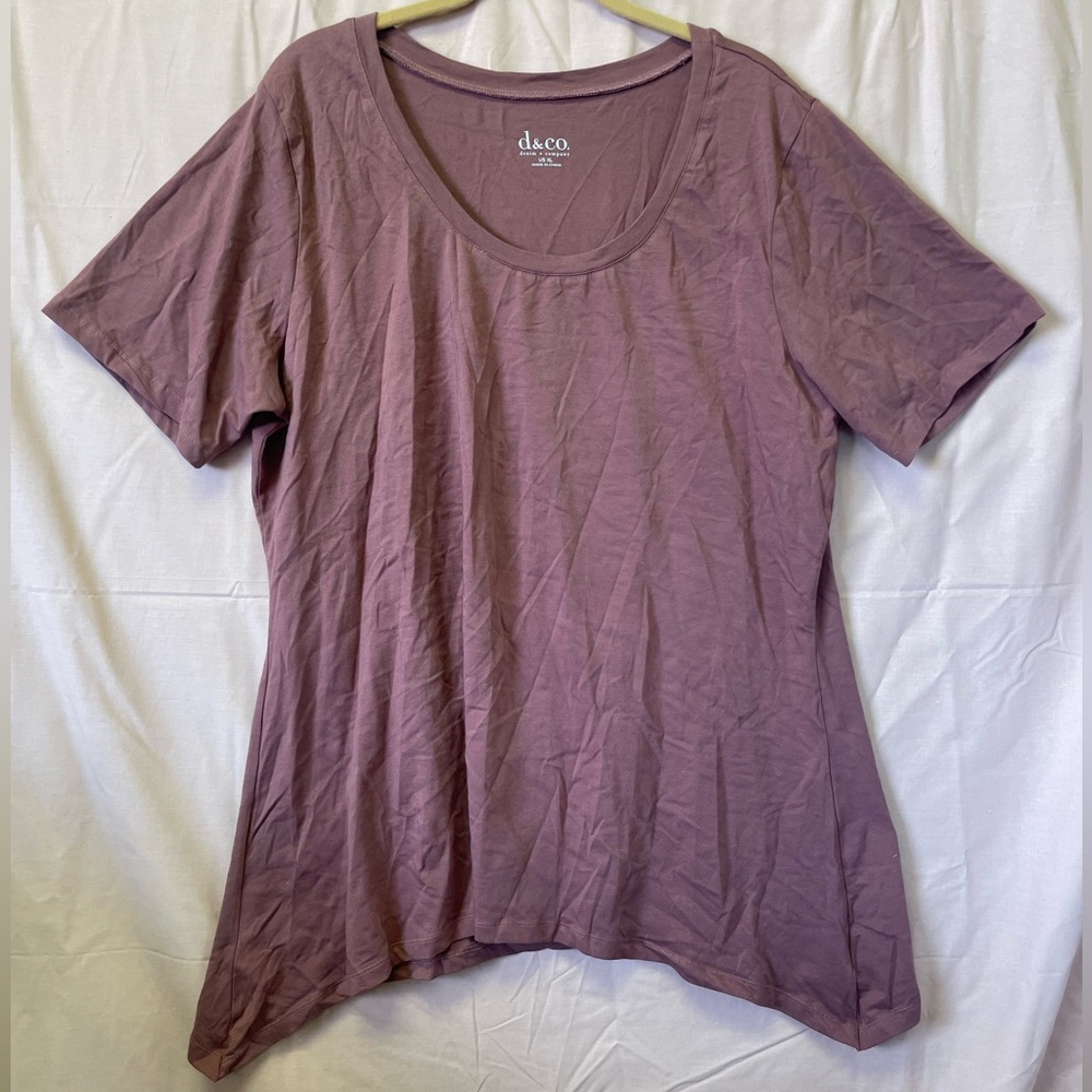 Denim & Co. Short Sleeve Scoop Neck Trapeze Top A214615 Size XL